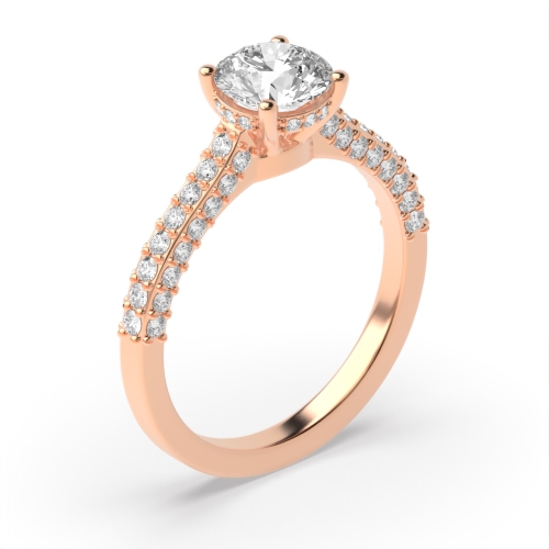 Round Rose Gold Hidden halo unique Engagement Rings