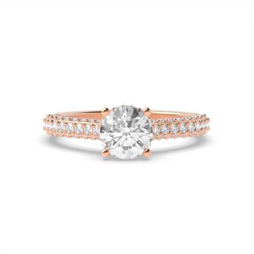 Round Rose Gold Hidden halo unique Engagement Rings