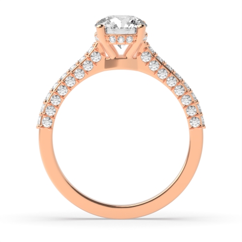 Round Rose Gold Hidden halo unique Engagement Rings