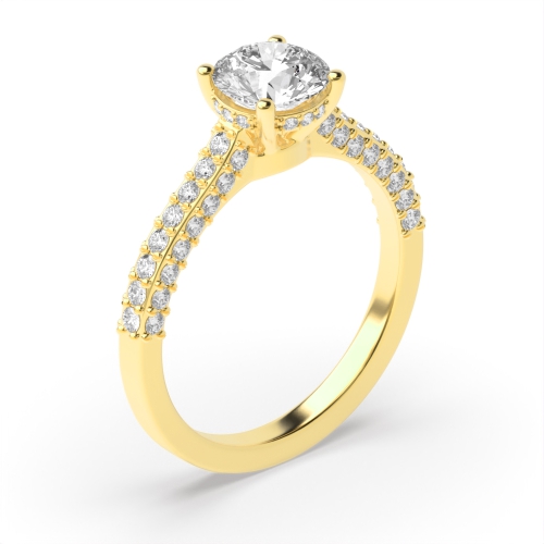 Round Yellow Gold Hidden halo unique Engagement Rings