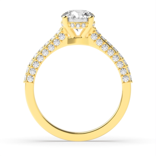 Round Yellow Gold Hidden halo unique Engagement Rings