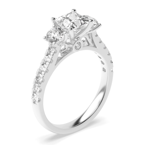 4 prong setting stunning 3 stone diamond ring with shoulder stone ring
