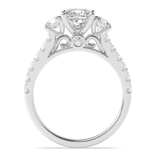 4 Prong Princess/Round Moissanite Trilogy Engagement Ring