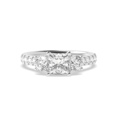 4 Prong Princess/Round Trilogy Diamond Ring