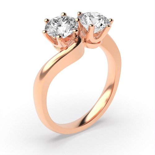 6 Prong Round Rose Gold Twisted Toi Et Moi Engagement Rings