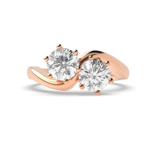 6 Prong Round Rose Gold Twisted Toi Et Moi Engagement Rings