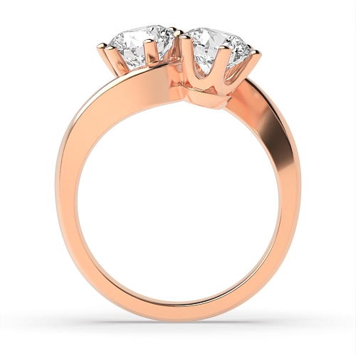 6 Prong Round Rose Gold Twisted Toi Et Moi Engagement Rings