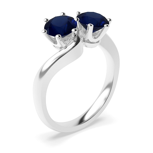 6 Prong Round Twisted Blue Sapphire Engagement Rings