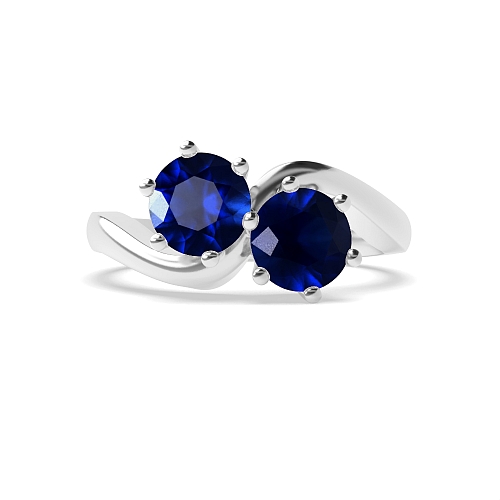6 Prong Round Twisted Blue Sapphire Engagement Rings