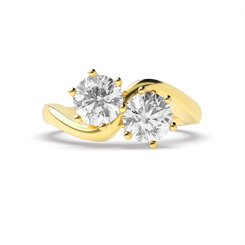 6 Prong Round Yellow Gold Twisted Toi Et Moi Engagement Rings