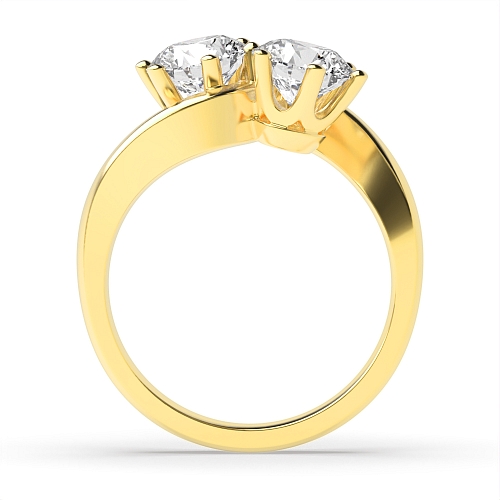 6 Prong Round Yellow Gold Twisted Toi Et Moi Engagement Rings
