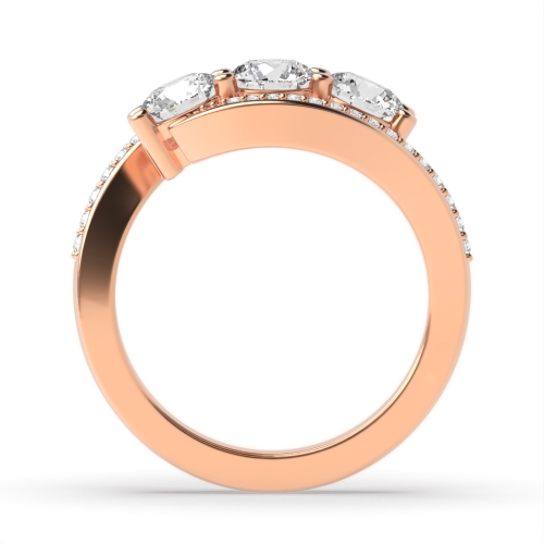 4 Prong Round Rose Gold Unsual Trilogy Engagement Rings