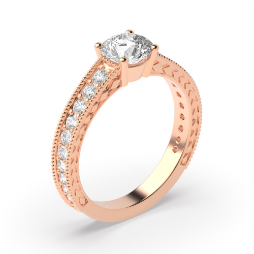 4 Prong Round Rose Gold Starry Engagement Rings