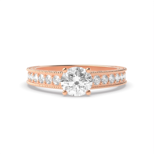 4 Prong Round Rose Gold Starry Engagement Rings
