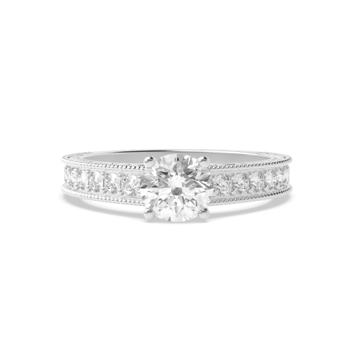 4 Prong Round Side Stone Diamond Ring