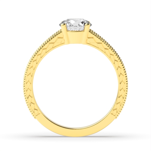 4 Prong Round Yellow Gold Starry Engagement Rings