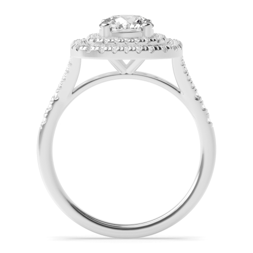 4 Prong Round Two row Halo Diamond Ring