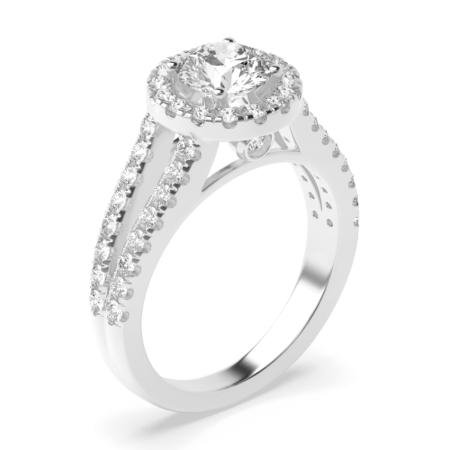 4 Prong Round Halo Diamond Ring