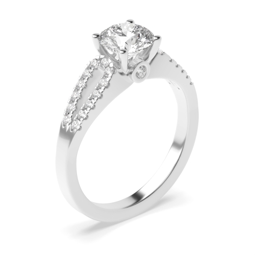 4 Prong Round Side Stone Diamond Ring