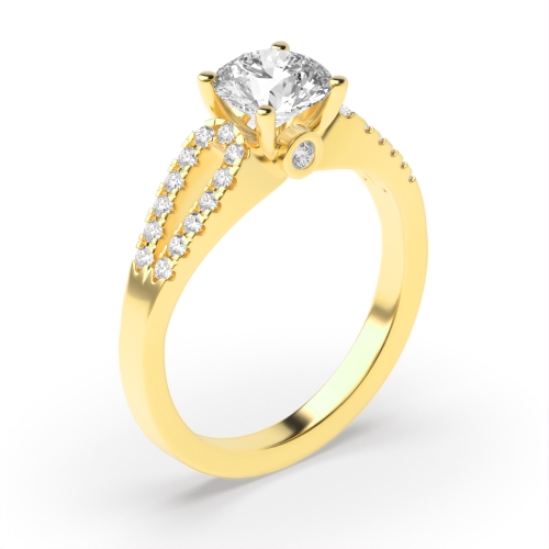 4 Prong Round Yellow Gold Enamored Engagement Rings