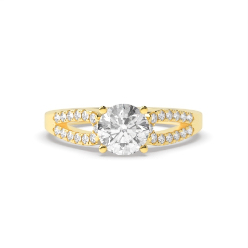 4 Prong Round Yellow Gold Enamored Engagement Rings