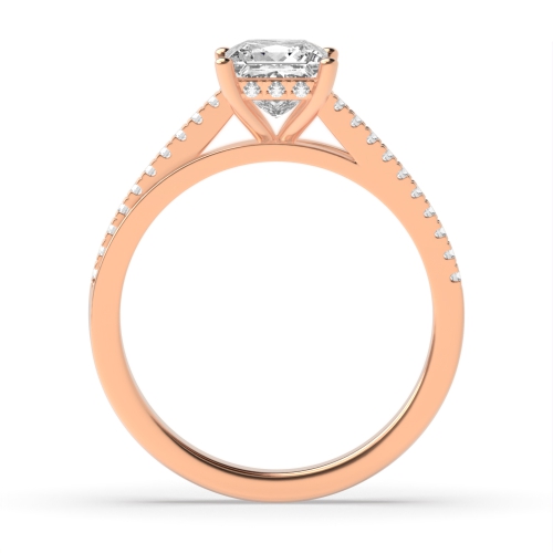4 Prong Princess Rose Gold Lustrous Engagement Rings