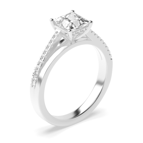 4 Prong Princess Side Stone Diamond Ring