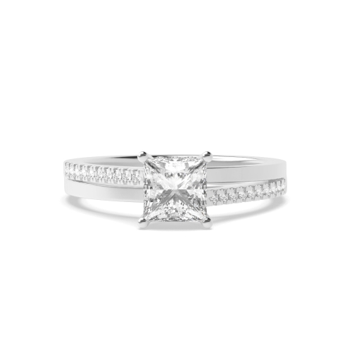 4 Prong Princess Side Stone Diamond Ring