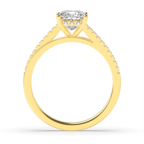 4 Prong Princess Yellow Gold Lustrous Engagement Rings