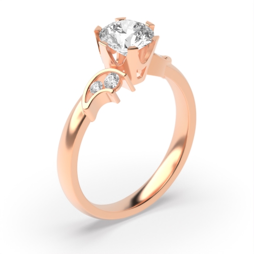 6 Prong Round Rose Gold Mystique Engagement Rings