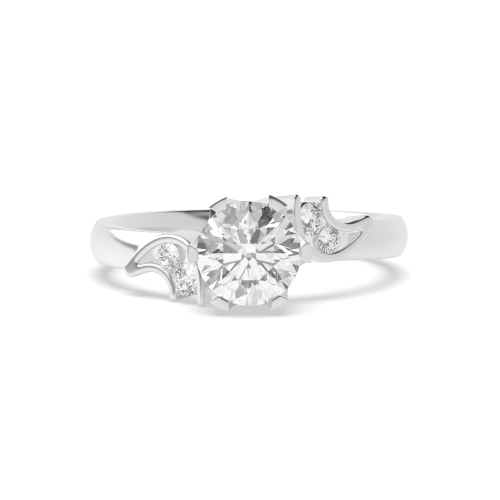 6 Prong Round Side Stone Diamond Ring