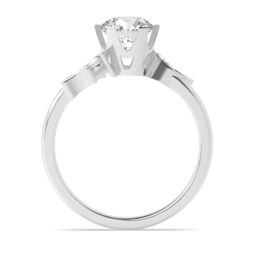 6 Prong Round Side Stone Diamond Ring