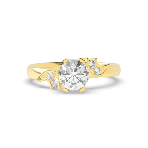 6 Prong Round Yellow Gold Mystique Engagement Rings