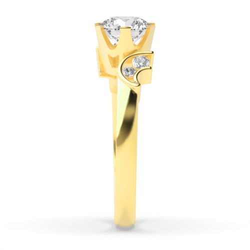 6 Prong Round Yellow Gold Mystique Engagement Rings