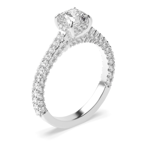4 Prong Cushion stunning Side Stone Engagement Rings