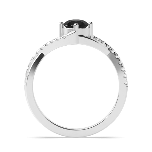 4 Prong Crossover x shaped shoulder Black Diamond Engagement Rings