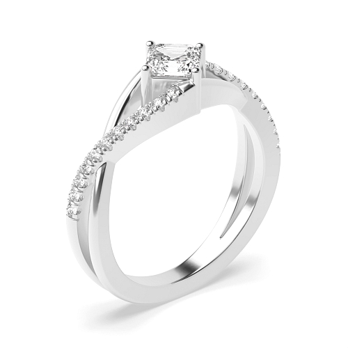 4 Prong Asscher Crossover x shaped shoulder Engagement Rings
