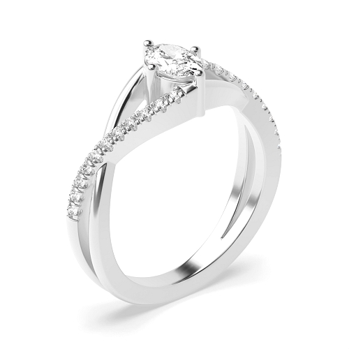 4 Prong Oval Crossover x shaped shoulder Side Stone Engagement Rings
