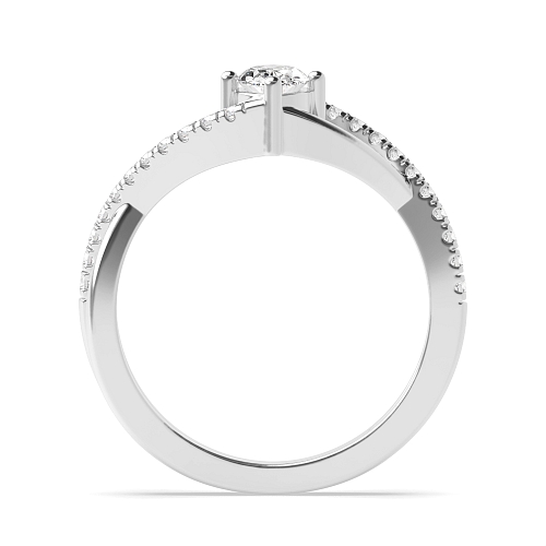 4 Prong Oval Crossover x shaped shoulder Side Stone Engagement Rings