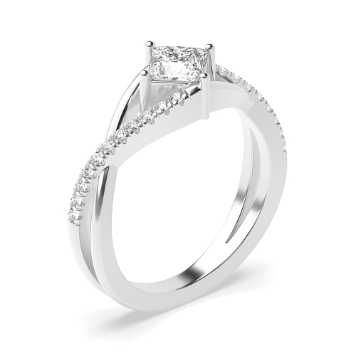 4 Prong Princess Crossover x shaped shoulder Engagement Rings