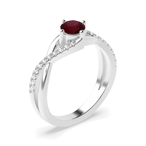 4 Prong Crossover x shaped shoulder Ruby Engagement Rings