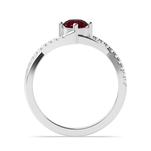4 Prong Crossover x shaped shoulder Ruby Engagement Rings
