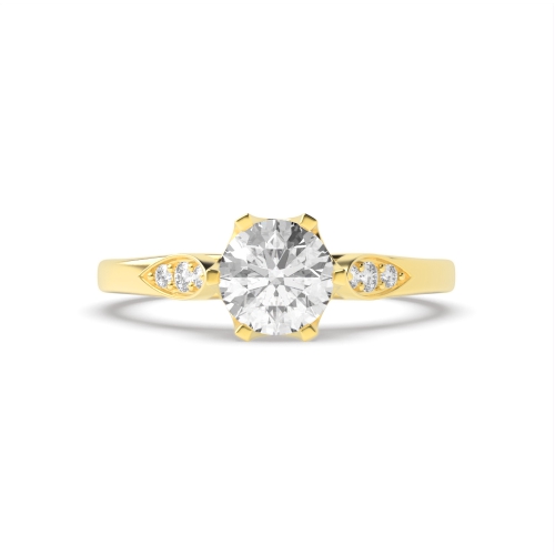6 Prong Round Yellow Gold Glitz Engagement Rings