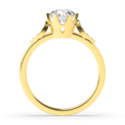 6 Prong Round Yellow Gold Glitz Engagement Rings