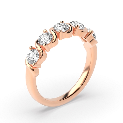 Bezel Setting Round Rose Gold Serpentine Eternity Diamond Rings