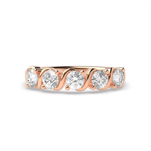 Bezel Setting Round Rose Gold Serpentine Eternity Diamond Rings