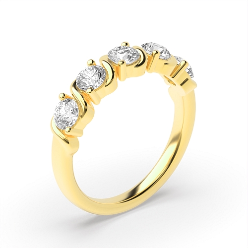 Bezel Setting Round Yellow Gold Serpentine Eternity Diamond Rings