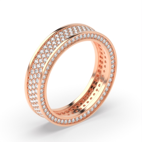 Pave Setting Round Rose Gold Luxurious Eternity Diamond Rings