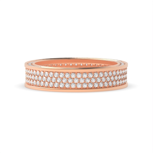 Pave Setting Round Rose Gold Luxurious Eternity Diamond Rings