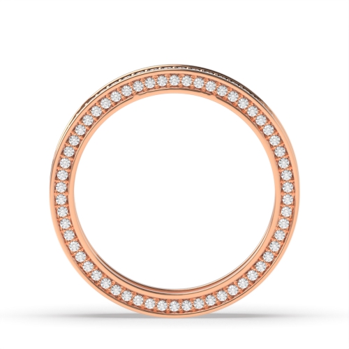 Pave Setting Round Rose Gold Luxurious Eternity Diamond Rings